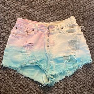 Rainbow tie dye high waisted shorts